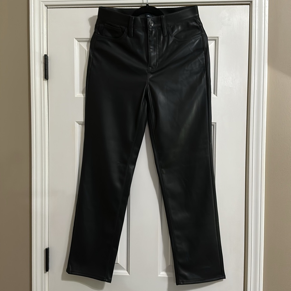 J.Crew Factory Full Length Straight Leg Pant in Black Faux Leather - Picture 5 of 8